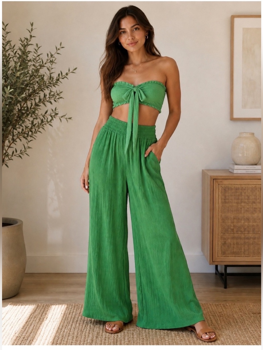 Green Wide-Leg Set